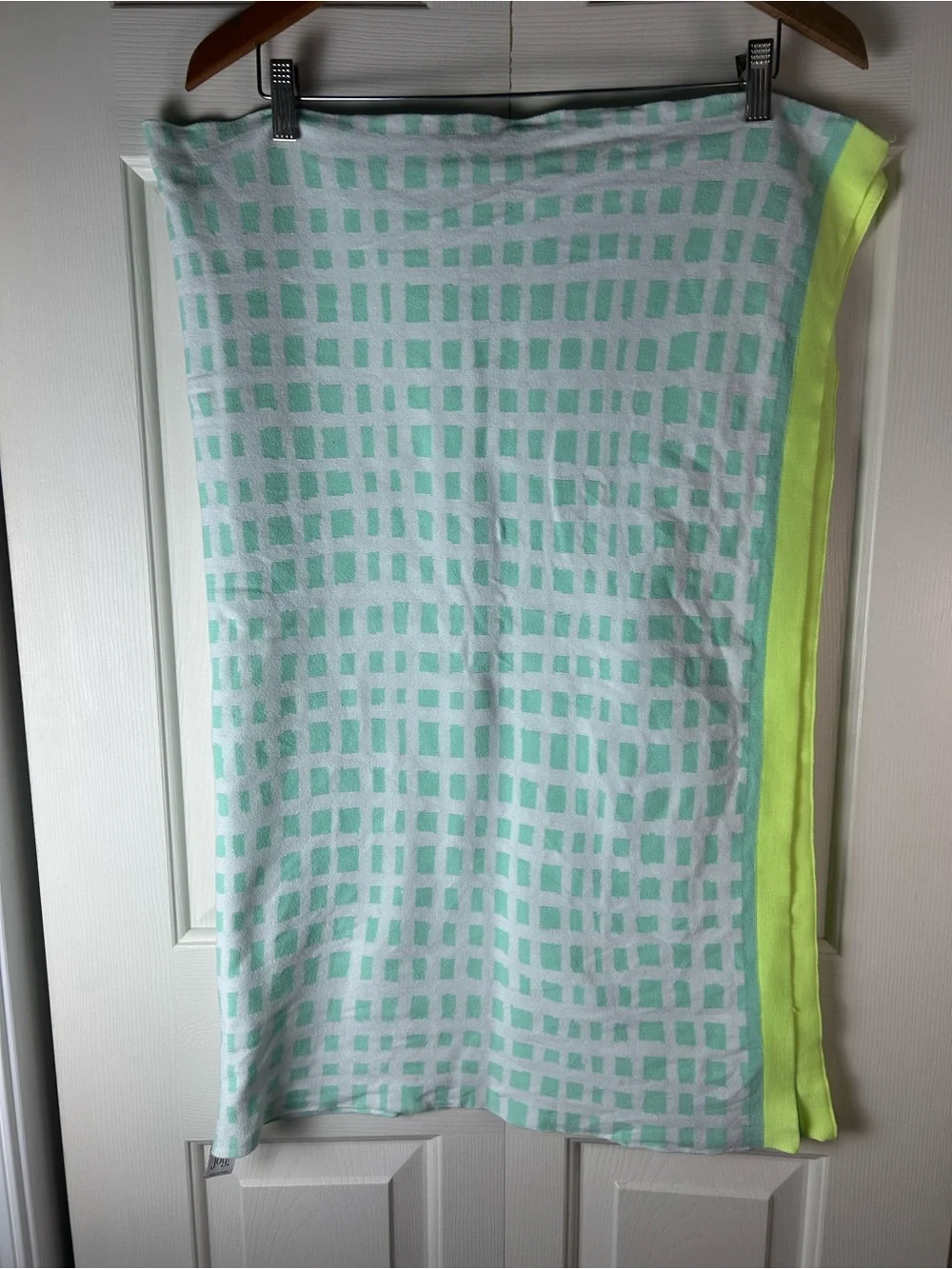 Oh Joy! Sweater Knit Baby Blanket Grid Square White Neon Yellow Light Mint Green